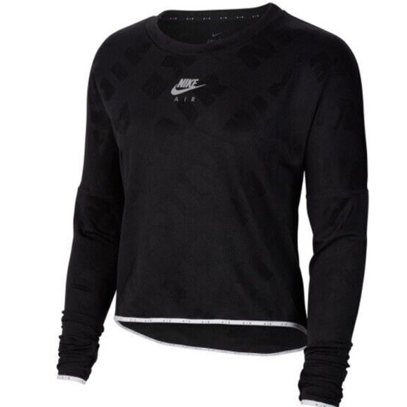 New Nike Dri-fit Women’s Functional Long Sleeve Crop Run Top Midlayer CJ1882-010 - Picture 1 of 11